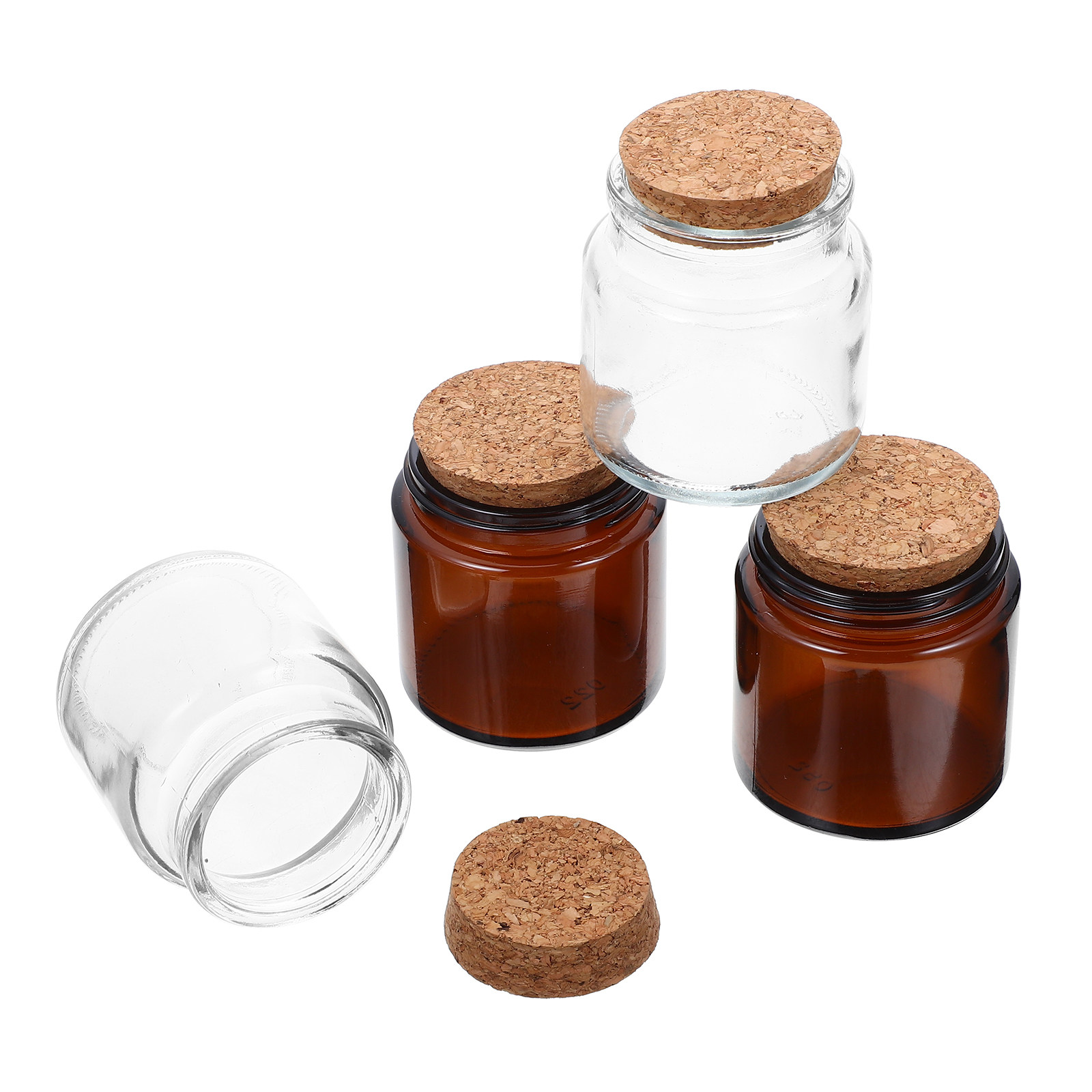 Candle Making Jars With Lids - 4 Adet Kalın Cam Kavanoz, Doğal